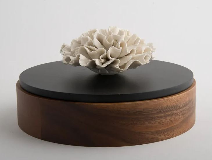 Fleur Box with Porcelain Flower - Black- Small