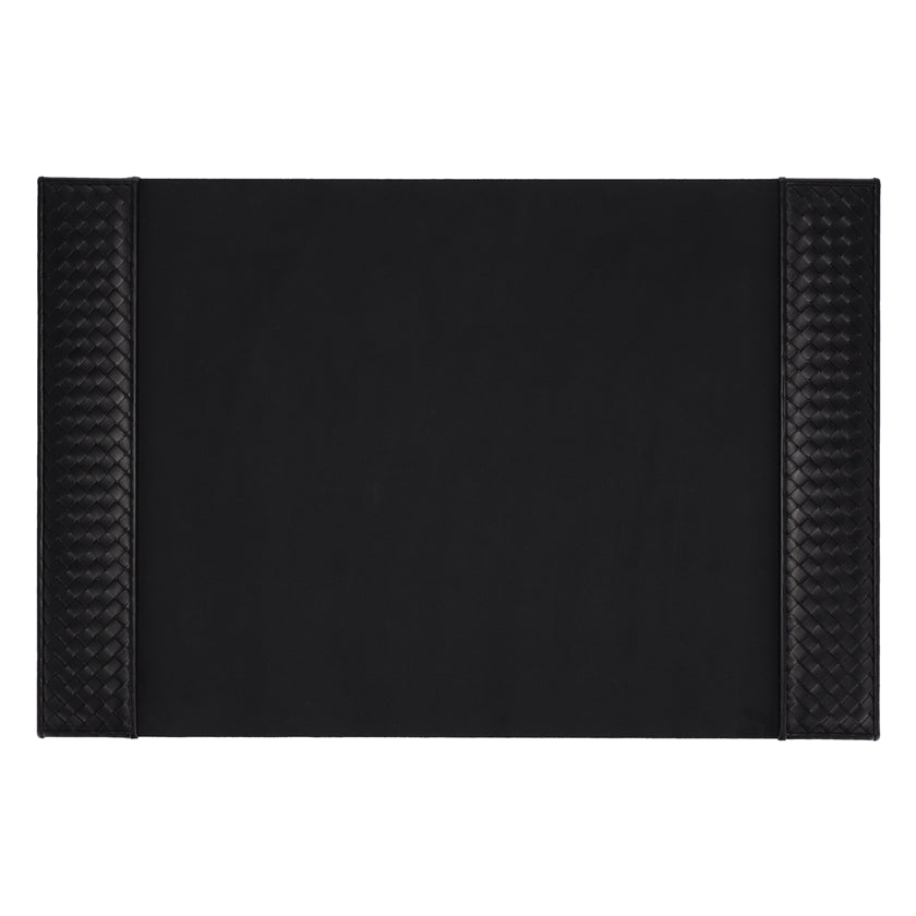 DESK PAD HAND WOVEN LEATHER BLACK