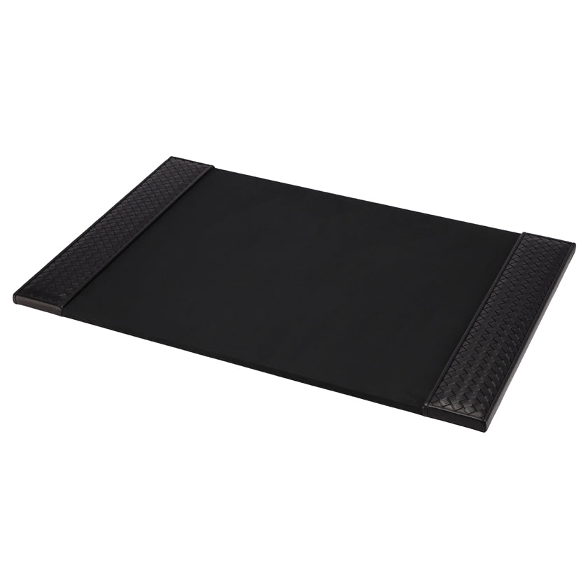 DESK PAD HAND WOVEN LEATHER BLACK