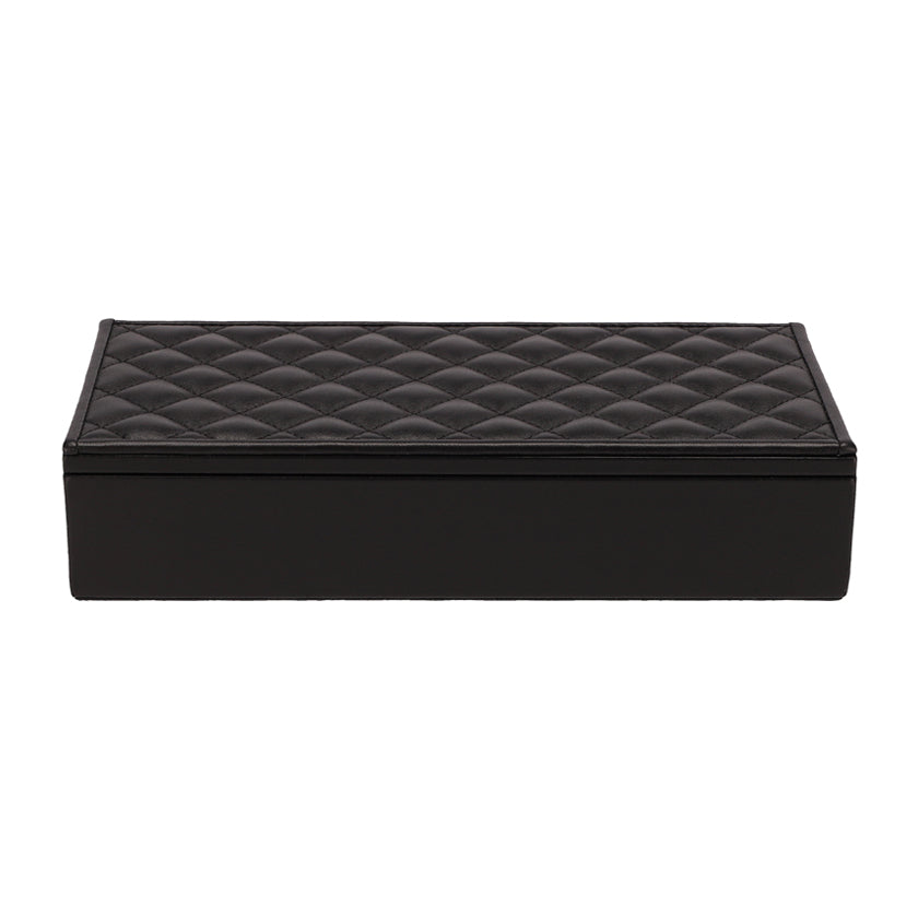 RECTANGULAR BOX QUILTED PADDED LEATHER BALCK