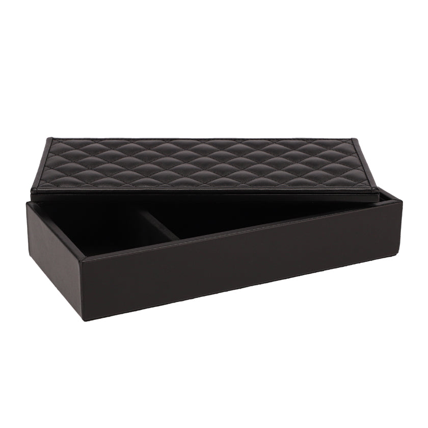 RECTANGULAR BOX QUILTED PADDED LEATHER BALCK