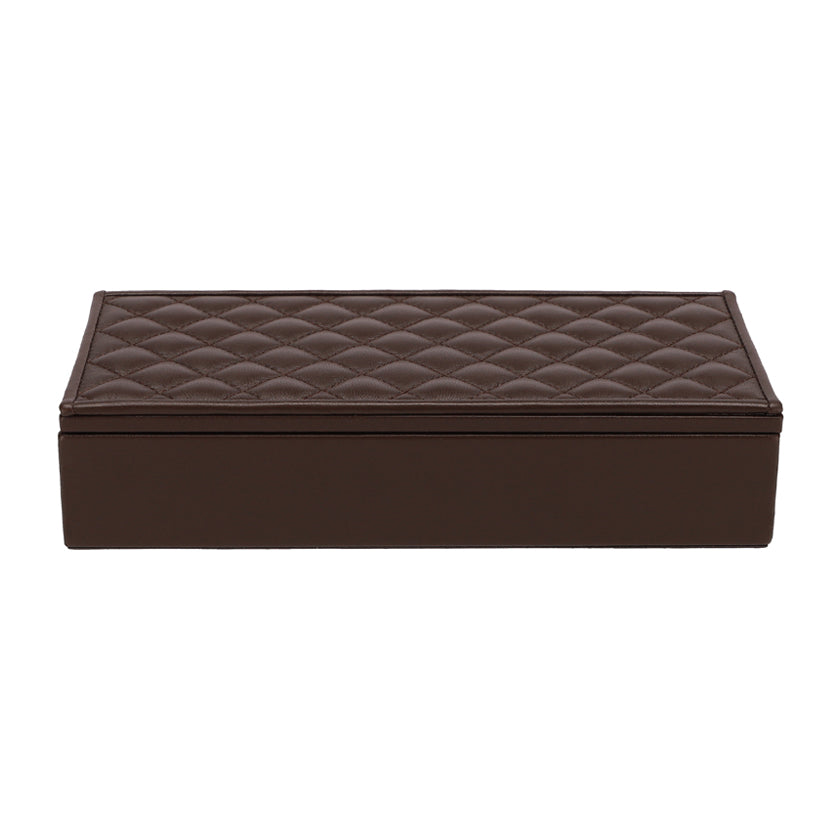 RECTANGULAR BOX QUILTED PADDED LEATHER CHOCO