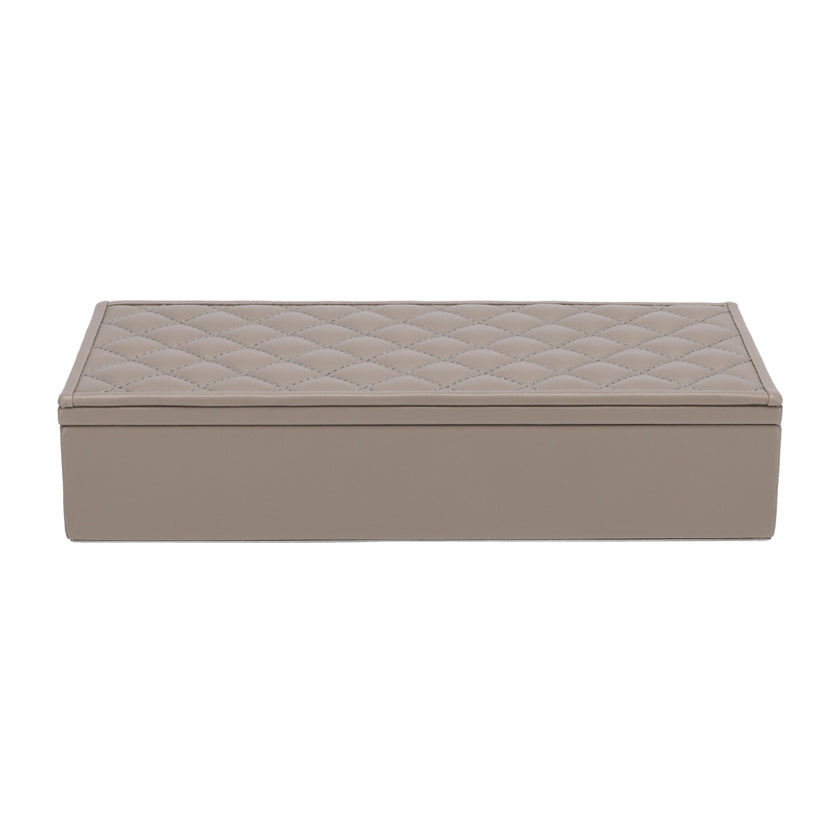 RECTANGULAR BOX QUILTED PADDED LEATHER GREY