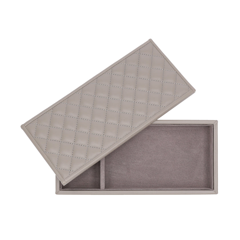 RECTANGULAR BOX QUILTED PADDED LEATHER GREY