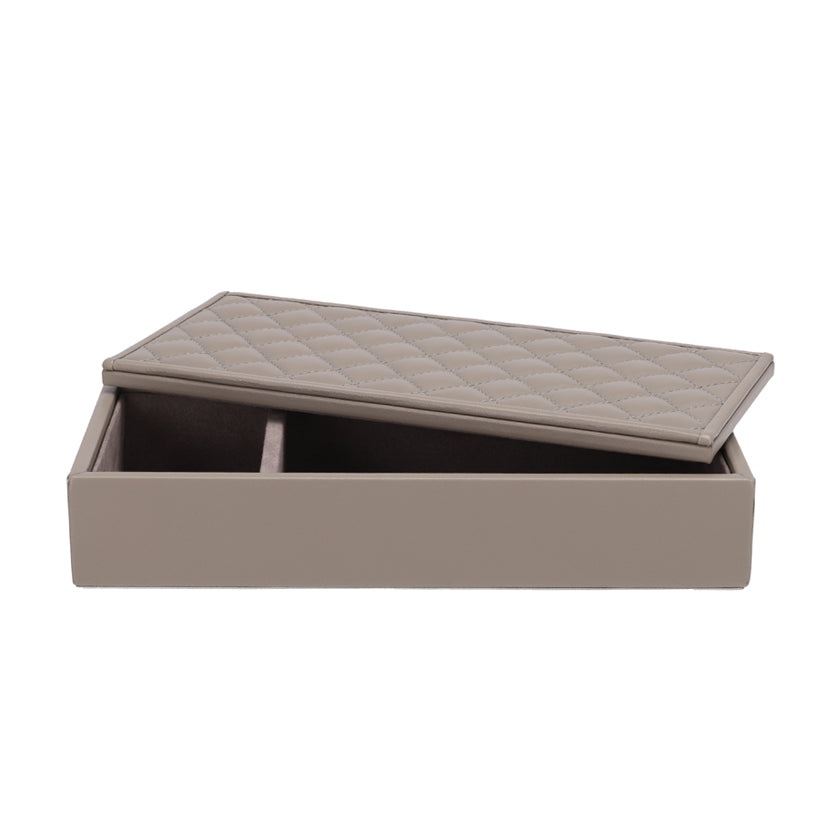 RECTANGULAR BOX QUILTED PADDED LEATHER GREY
