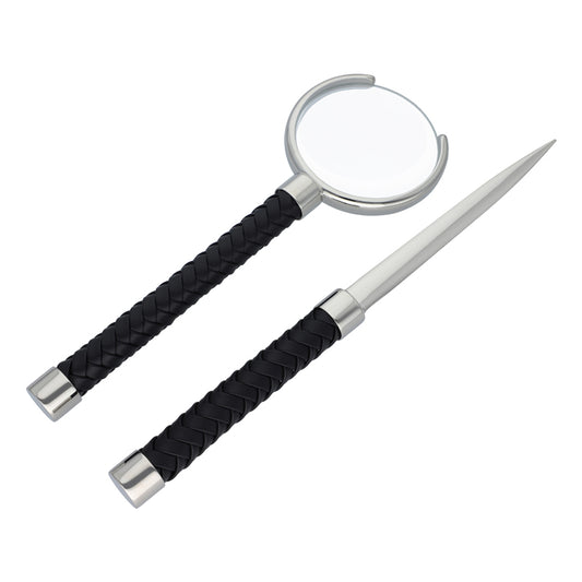 LETTER OPENER AND MAGNIFIER BLACK