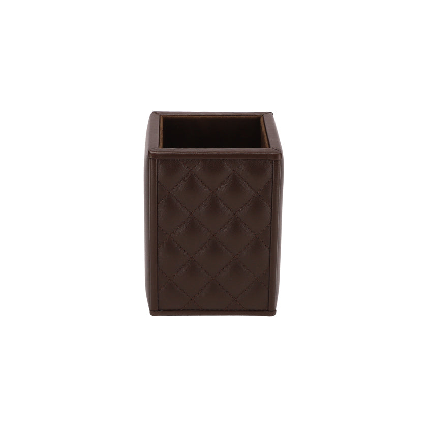 PEN CUP QUILTED PADDED CHOCO