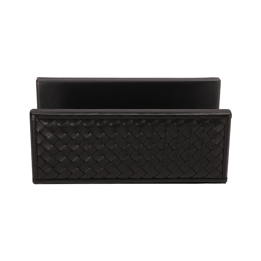 MAIL HOLDER WOVEN LEATHER BLACK