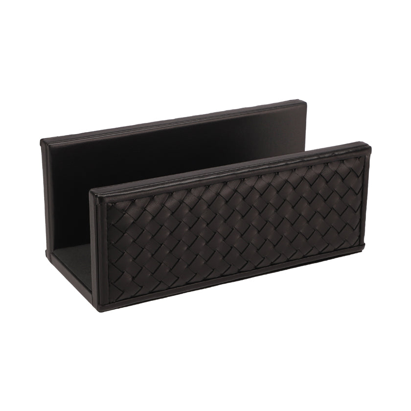 MAIL HOLDER WOVEN LEATHER BLACK