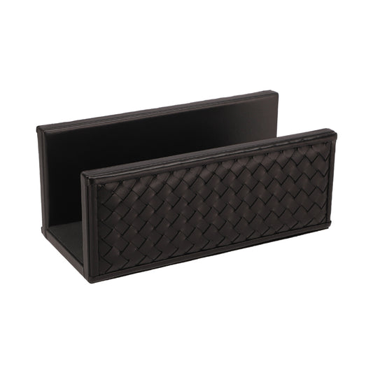 MAIL HOLDER WOVEN LEATHER BLACK