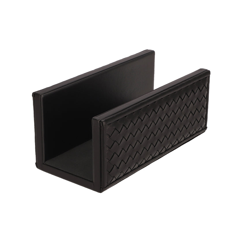 MAIL HOLDER WOVEN LEATHER BLACK