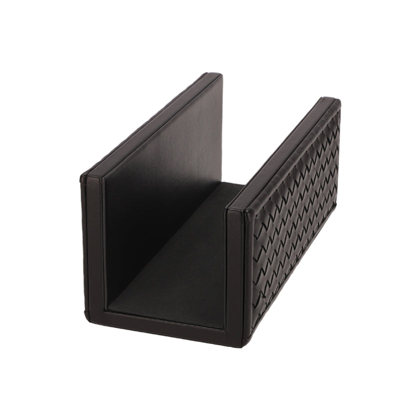 MAIL HOLDER WOVEN LEATHER BLACK