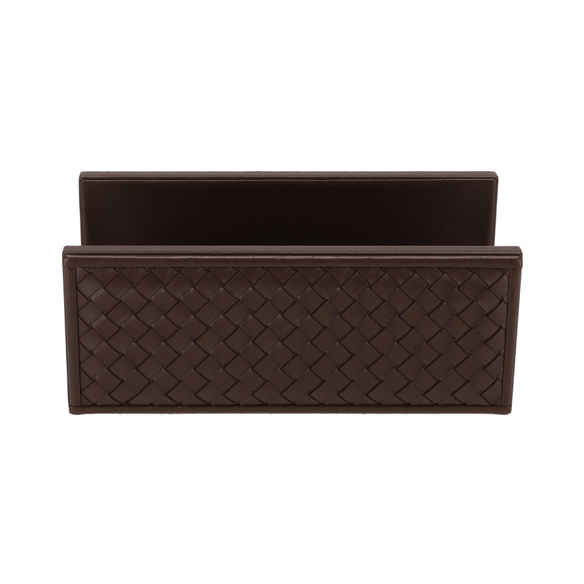 MAIL HOLDER WOVEN LEATHER CHOCO