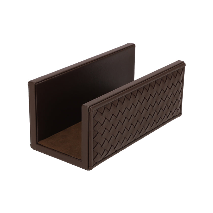 MAIL HOLDER WOVEN LEATHER CHOCO