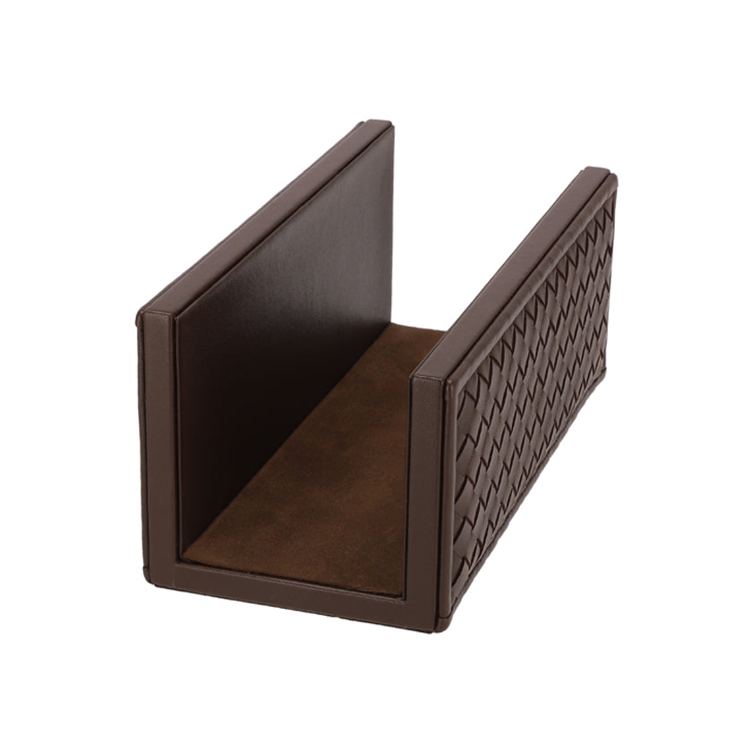 MAIL HOLDER WOVEN LEATHER CHOCO