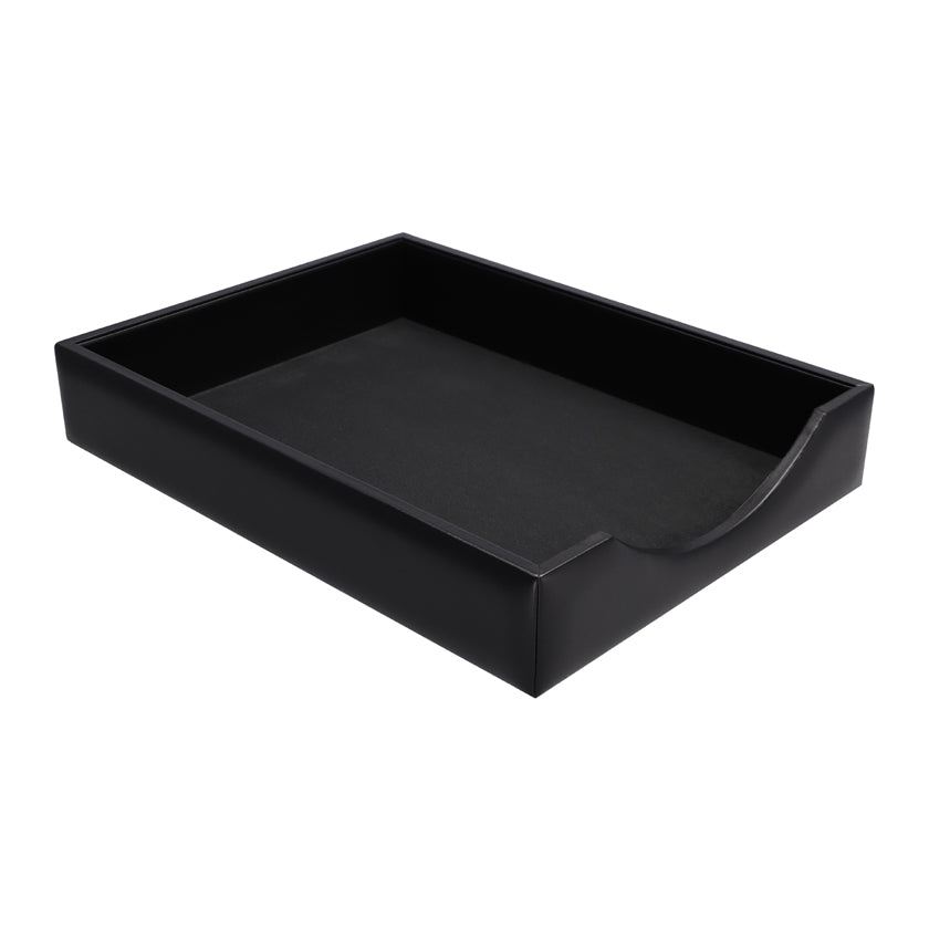 LEATHER PAPER TRAY BLACK