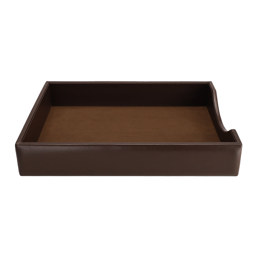 LEATHER PAPER TRAY CHOCO