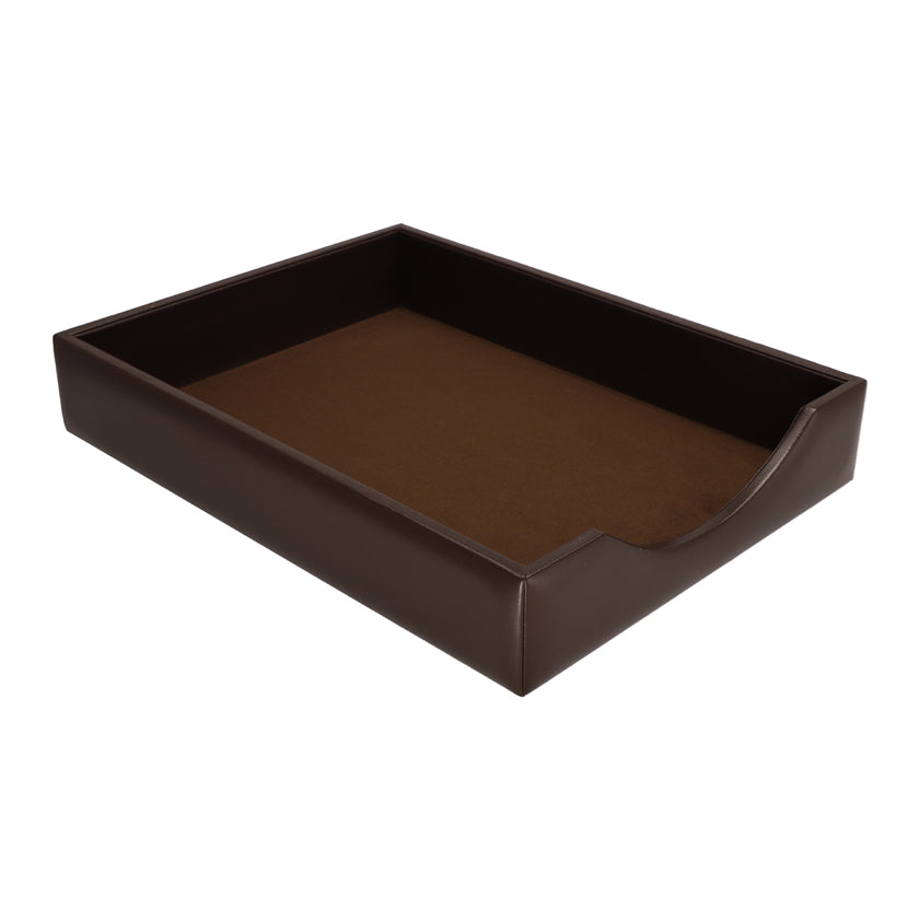 LEATHER PAPER TRAY CHOCO