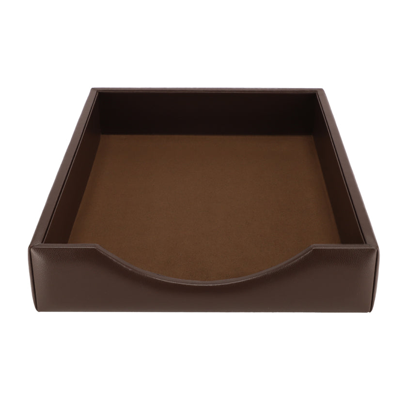 LEATHER PAPER TRAY CHOCO