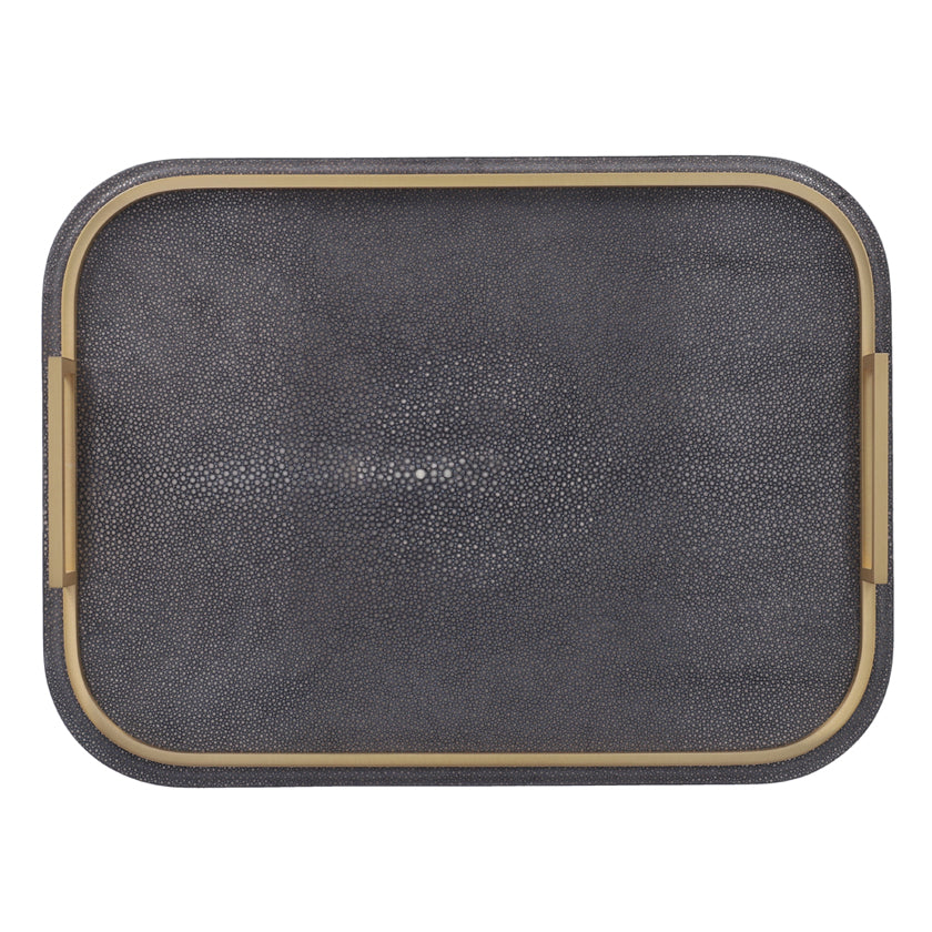 BELLINI TRAY RECTANGULAR LARGE REAL SHAGREEN: OCEAN STITCHING