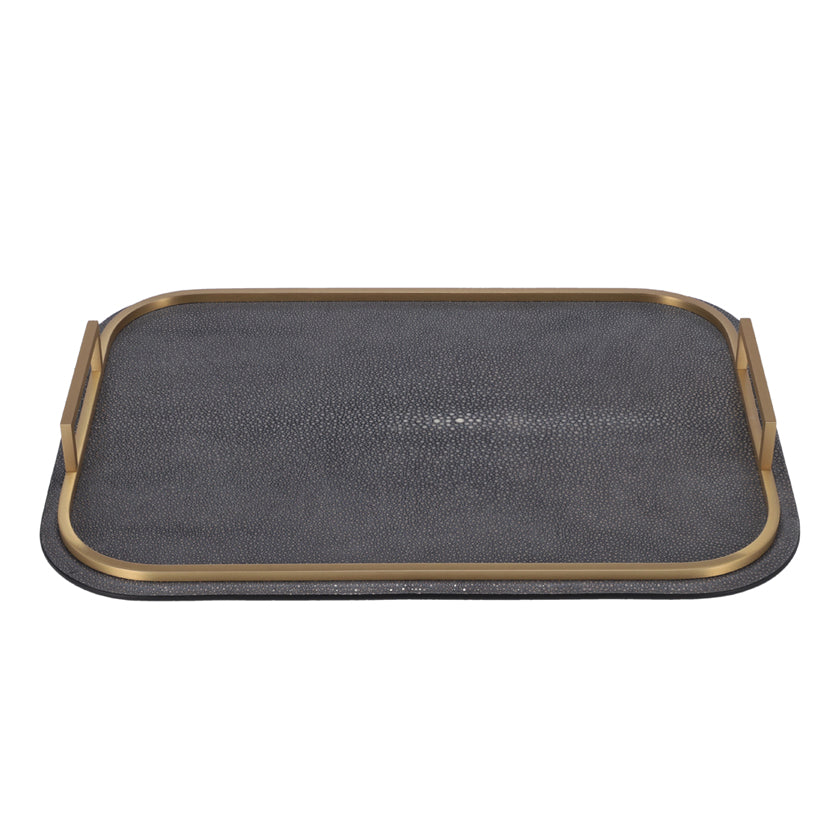 BELLINI TRAY RECTANGULAR LARGE REAL SHAGREEN: OCEAN STITCHING