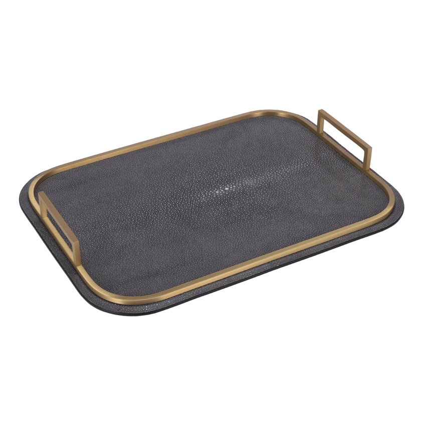 BELLINI TRAY RECTANGULAR LARGE REAL SHAGREEN: OCEAN STITCHING