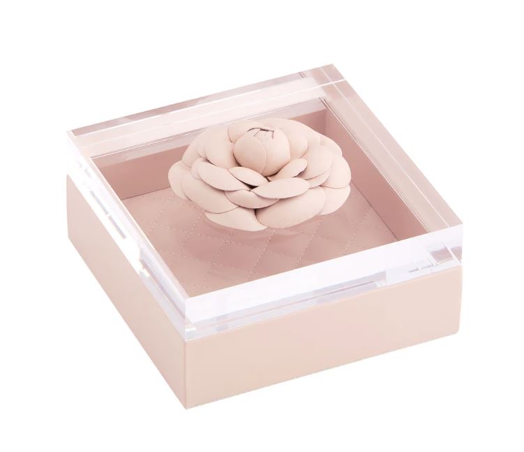LEATHER BOX W/ QUILTED PADDED LINING - BLUSH PINK