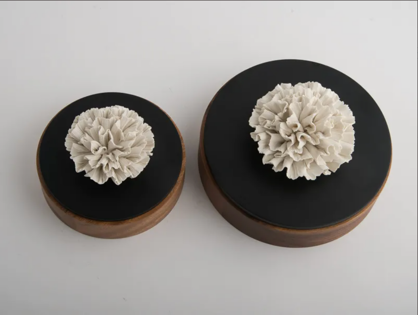 Fleur Box with Porcelain Flower- Black Large