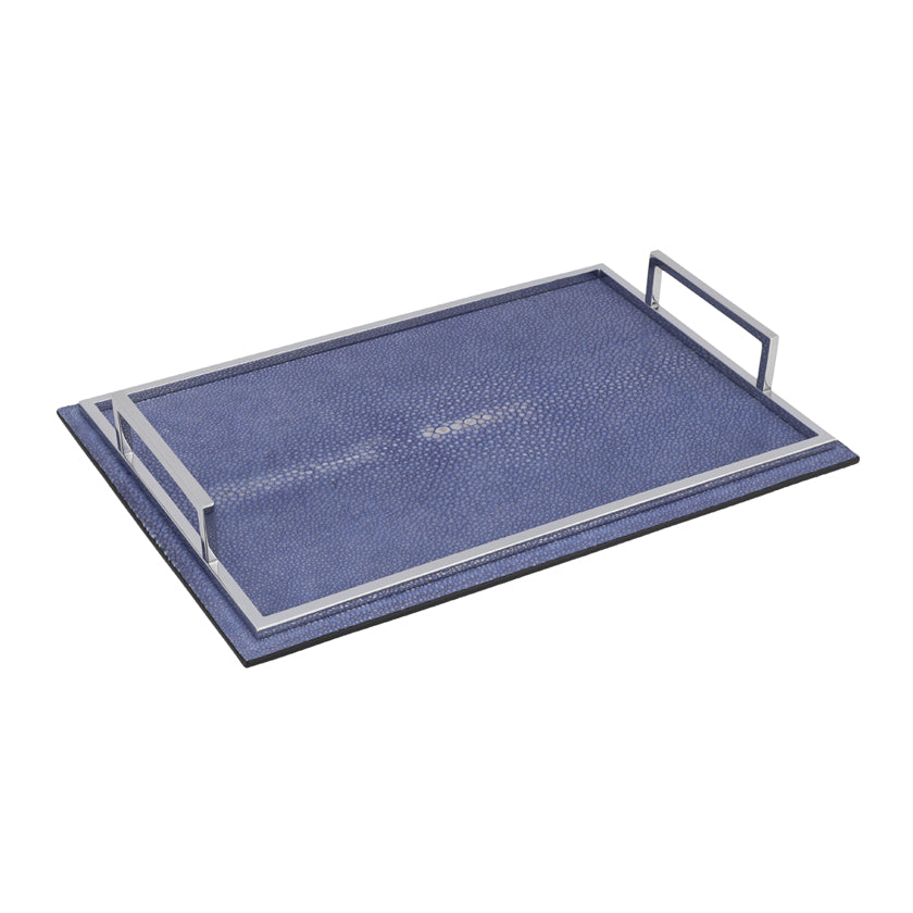 DEFILE TRAY RECTANGULAR LARGE REAL SHAGREEN: COBALT BLUE