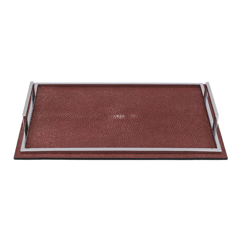 DEFILE TRAY RECTANGULAR SMALL REAL SHAGREEN: BORDEAUX STITCHING