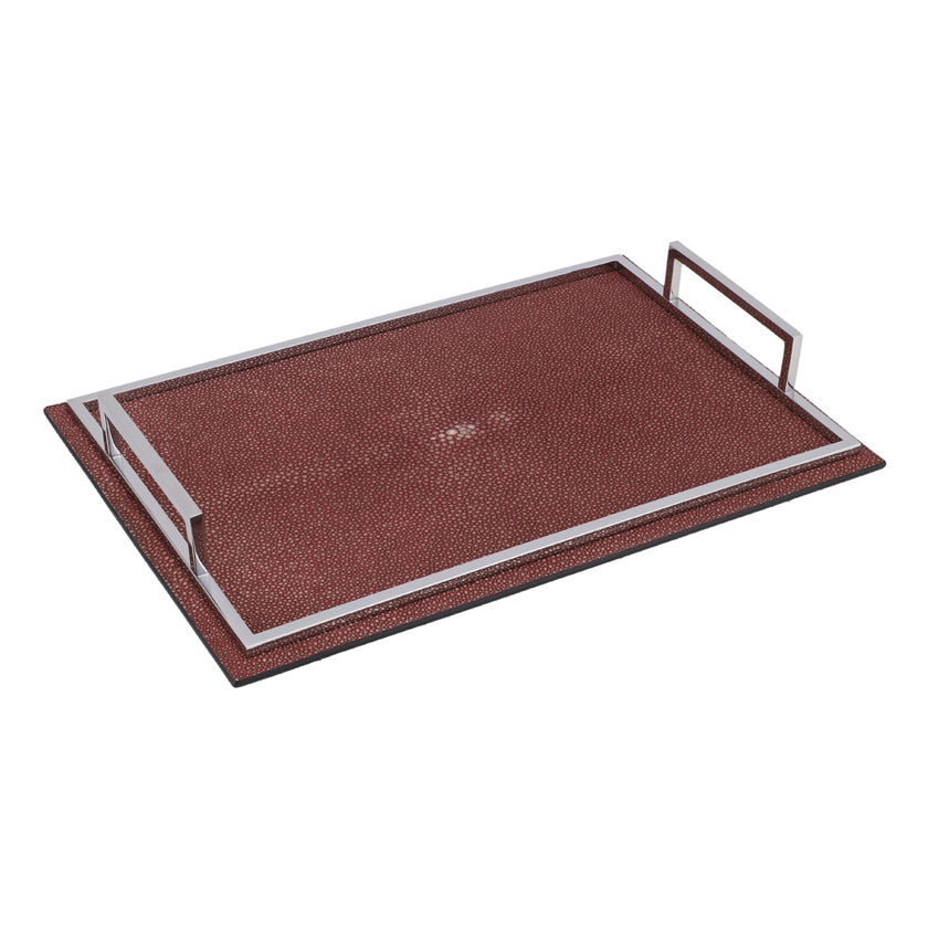 DEFILE TRAY RECTANGULAR LARGE REAL SHAGREEN: BORDEAUX