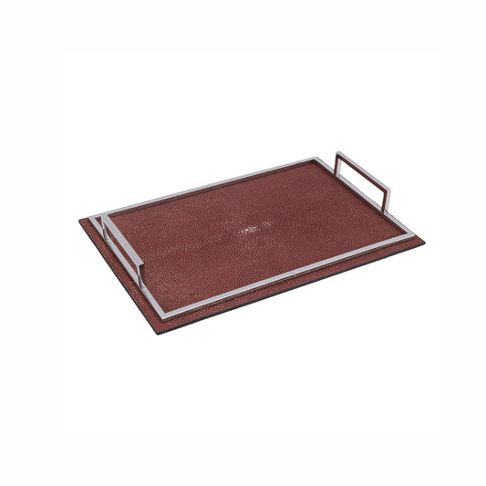 DEFILE TRAY RECTANGULAR SMALL REAL SHAGREEN: BORDEAUX STITCHING