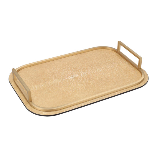 BELLINI TRAY RECTANGULAR MEDIUM REAL SHAGREEN: IVORY STITCHING