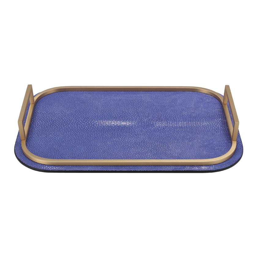 BELLINI TRAY RECTANGULAR MEDIUM REAL SHAGREEN: COBALT BLUE