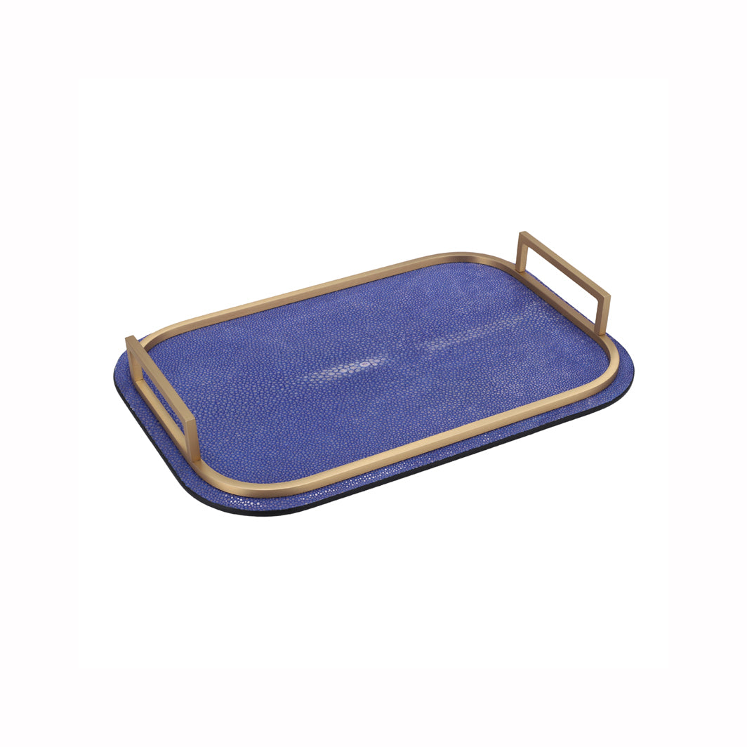 BELLINI TRAY RECTANGULAR MEDIUM REAL SHAGREEN: COBALT BLUE