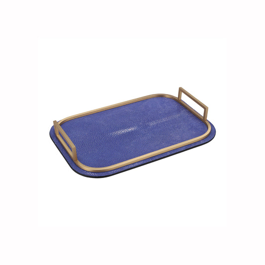 BELLINI TRAY RECTANGULAR SMALL REAL SHAGREEN COBALT BLUE