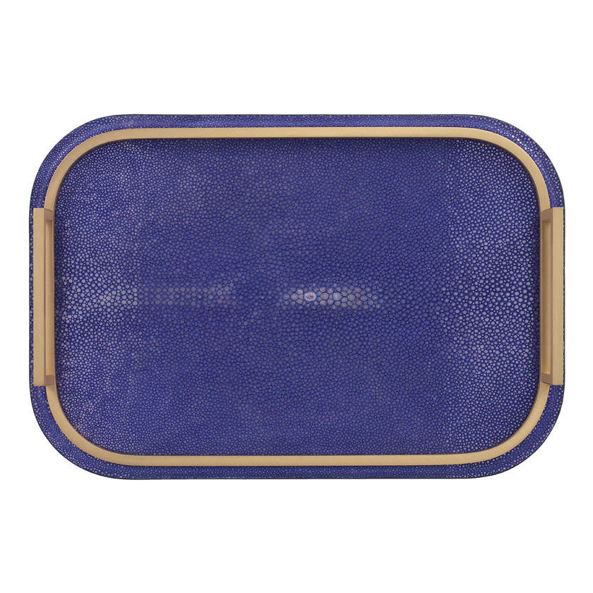 BELLINI TRAY RECTANGULAR MEDIUM REAL SHAGREEN: COBALT BLUE