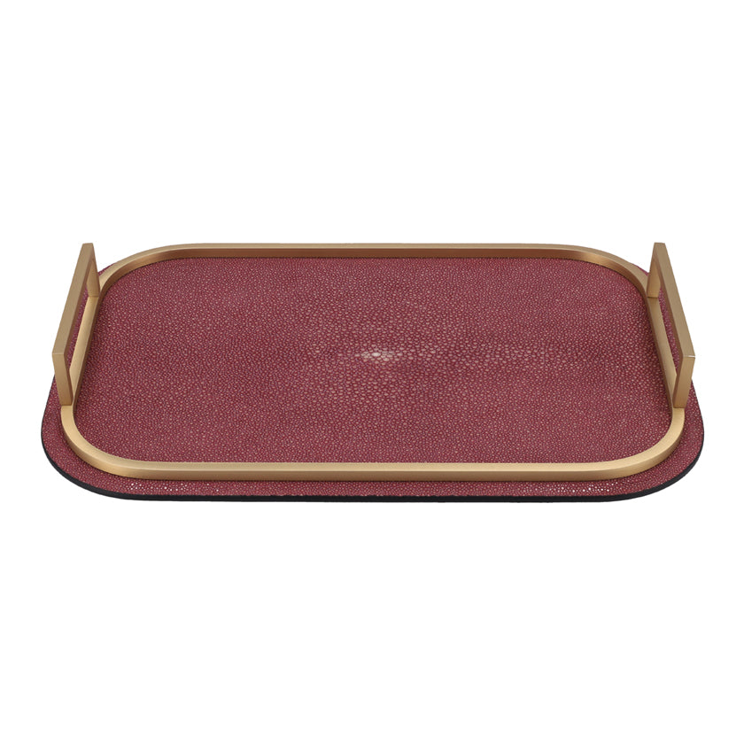 BELLINI TRAY RECTANGULAR SMALL REAL SHAGREEN: BORDEAUX