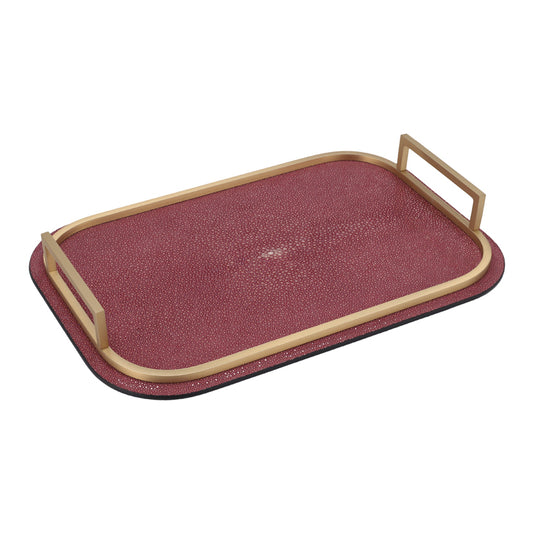 BELLINI TRAY RECTANGULAR MEDIUM REAL SHAGREEN: BORDEAUX STITCHING