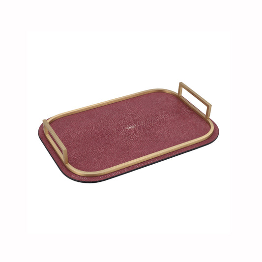 BELLINI TRAY RECTANGULAR SMALL REAL SHAGREEN: BORDEAUX