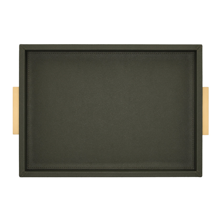 DECO TRAY SMALL PRINTED CALFSKIN GOLF: LODEN GREEN