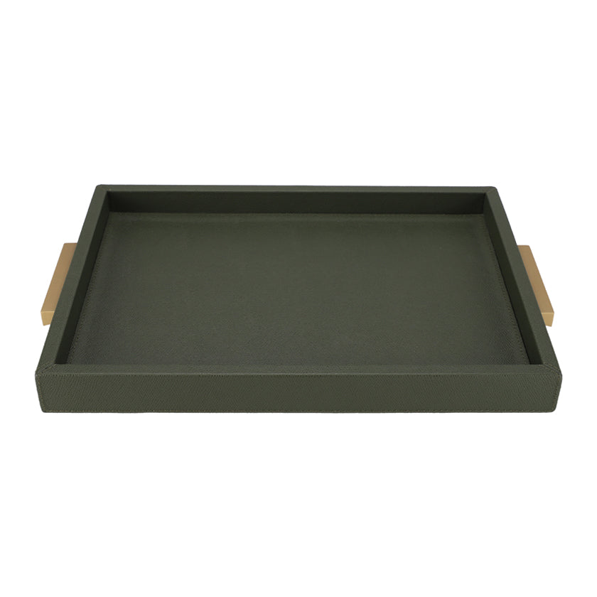 DECO TRAY LARGE PRINTED CALFSKIN GOLF: LODEN GREEN