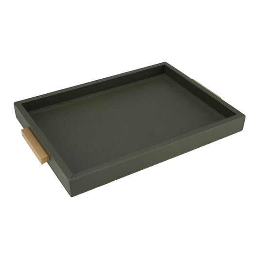 DECO TRAY LARGE PRINTED CALFSKIN GOLF: LODEN GREEN