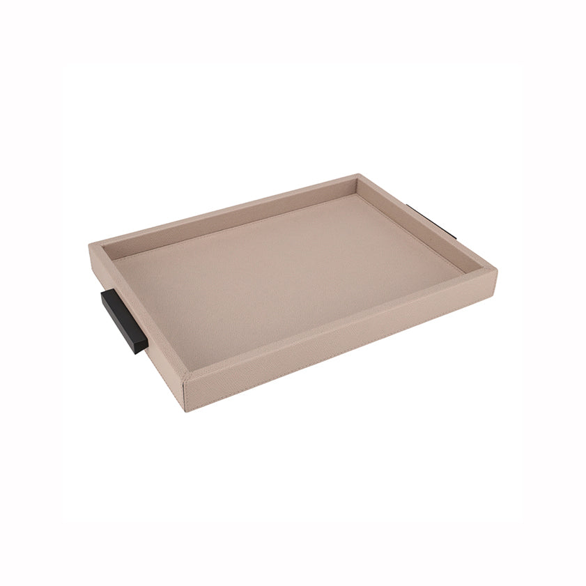 DECO TRAY MEDIUM PRINTED CALFSKIN GOLF: STONE