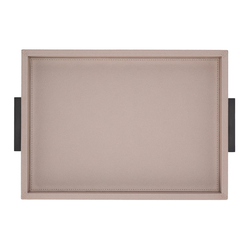 DECO TRAY MEDIUM PRINTED CALFSKIN GOLF: STONE