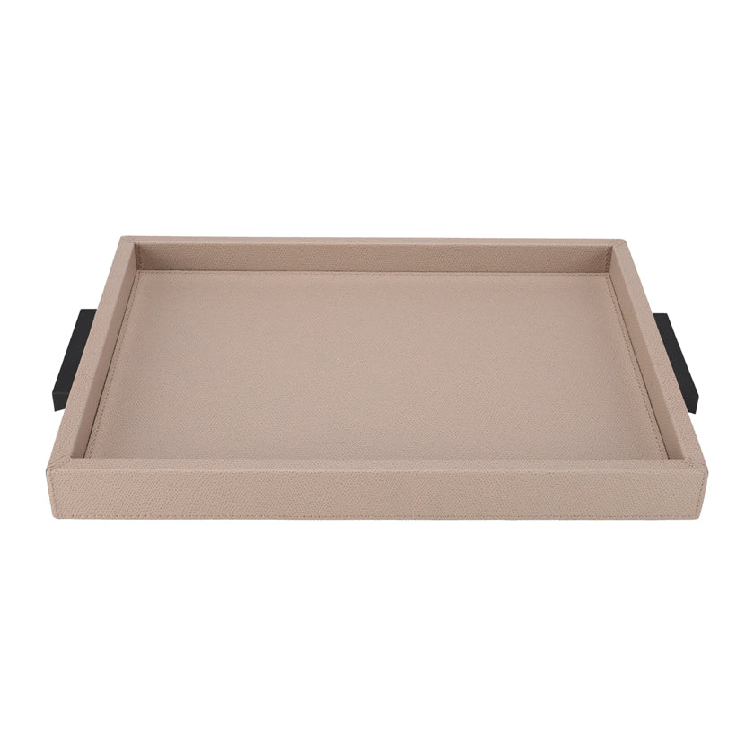 DECO TRAY MEDIUM PRINTED CALFSKIN GOLF: STONE