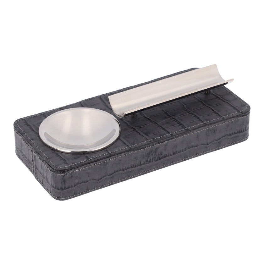 PINAR CIGAR ASHTRAY PRINTED CALFSKIN CROCODILE : GRAPHITE