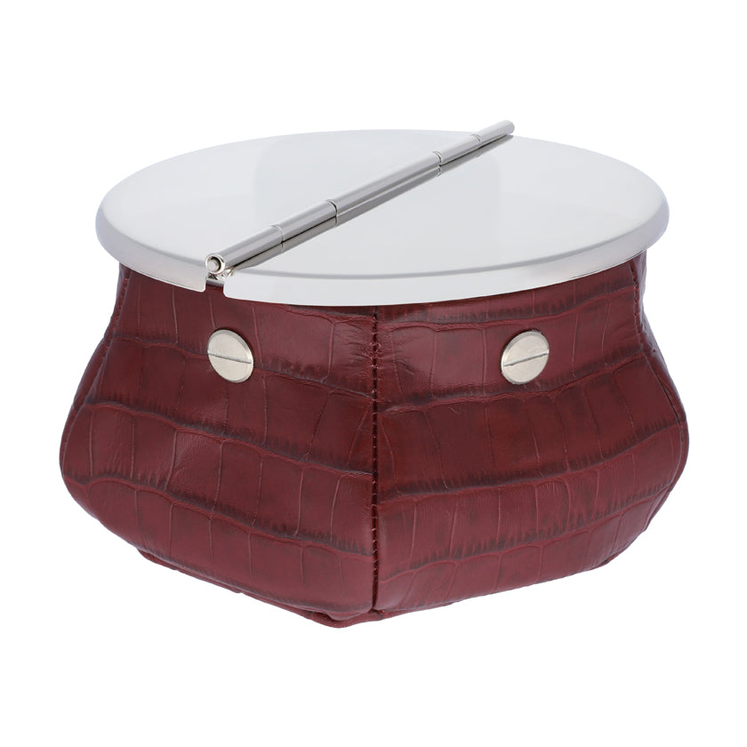 LAURENCE BEAN BAG ASHTRAY PRINTED CALFSKIN CROCODILE : BORDEAUX