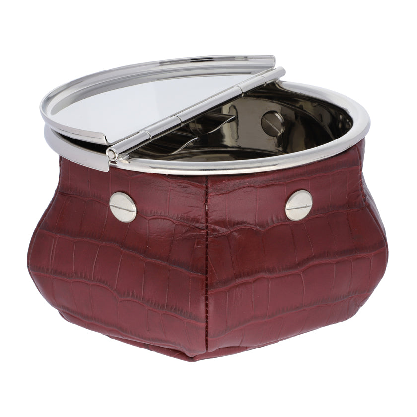 LAURENCE BEAN BAG ASHTRAY PRINTED CALFSKIN CROCODILE : BORDEAUX