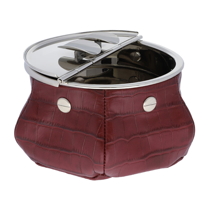 LAURENCE BEAN BAG ASHTRAY PRINTED CALFSKIN CROCODILE : BORDEAUX